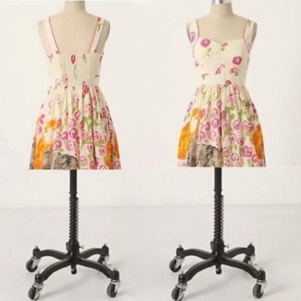Anthropologie Floreat Mini Dress Teen Juniors Size 0 Cats Morning Stroll ALTERED